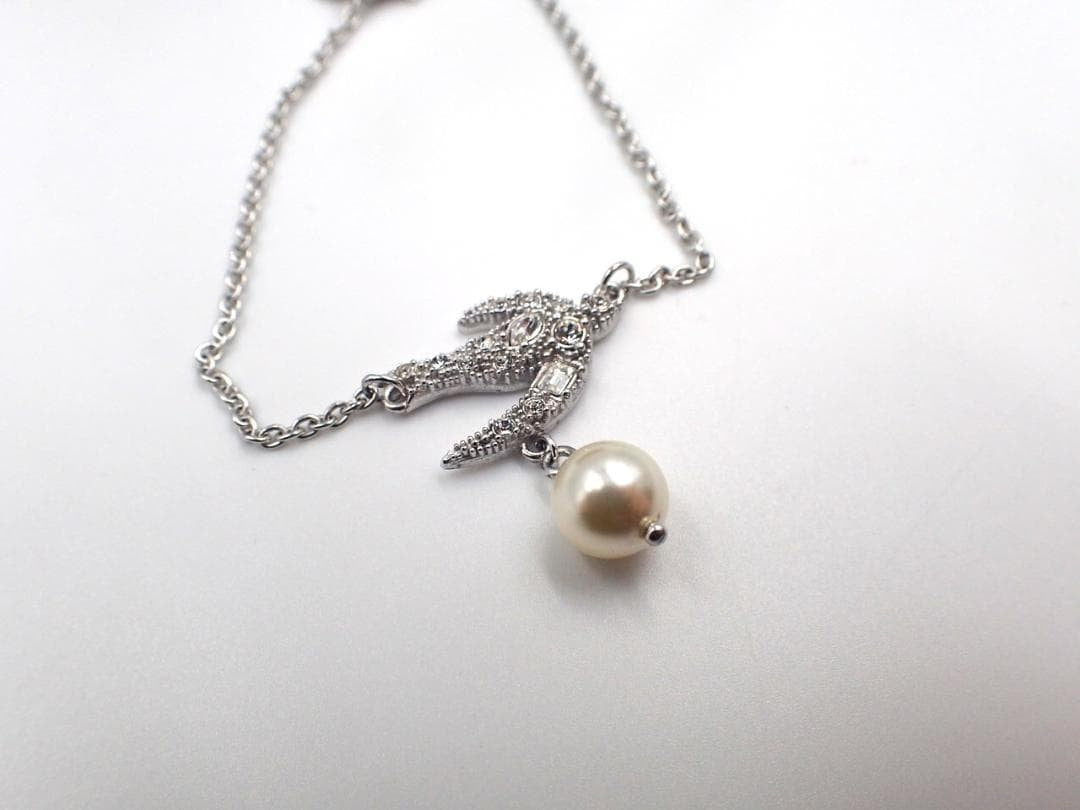 MIU MIU Bird Bracelet Silver Pearl Yoshiko Collection Adjustable 17 19 cm