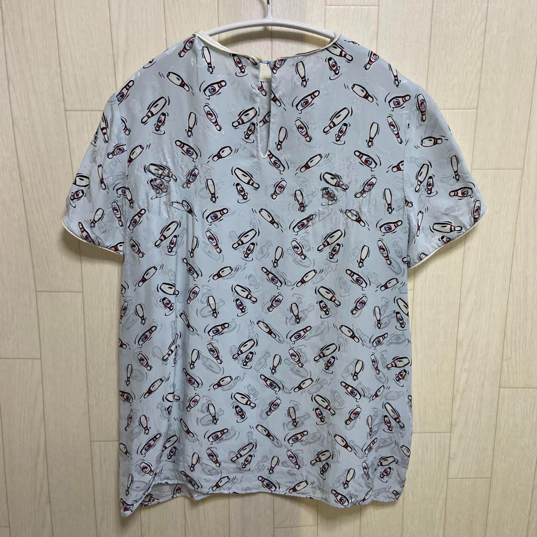 MIUMIU bowling pin pattern rayon silk blouse short sleeve F/S from Japan
