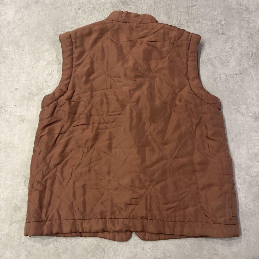 90s CELINE Quilted Vest Logo Embroidery Size M Vintage Used