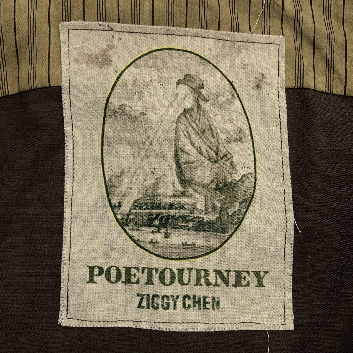 Ziggy Chen 2023SS COLLAGE SHEET Patchwork Over Shirt 44 Dark Brown Used KLDR-0