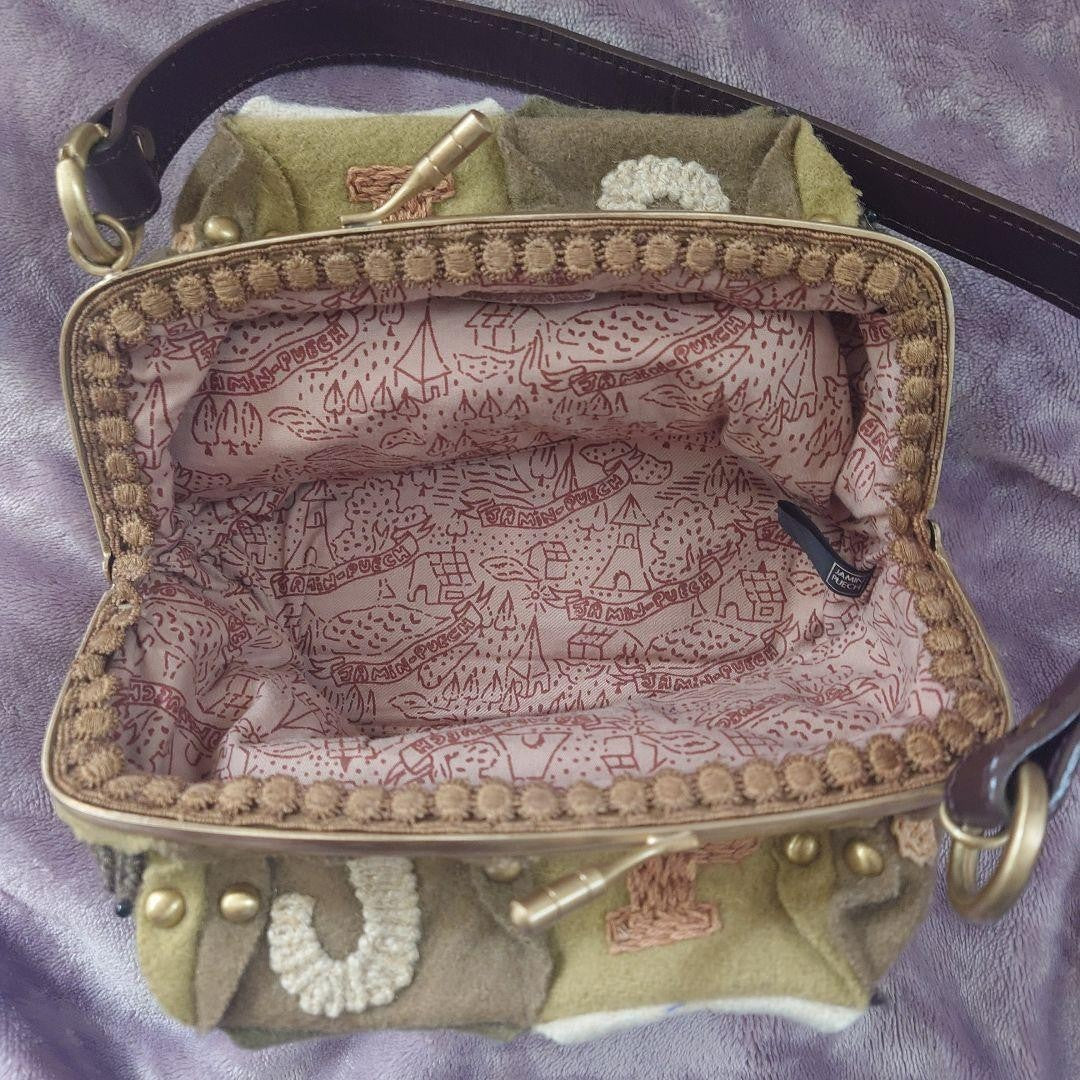 Jamin Puech Insect Patchwork Wool Frano Clutch Beaded Embroidery Near Unused