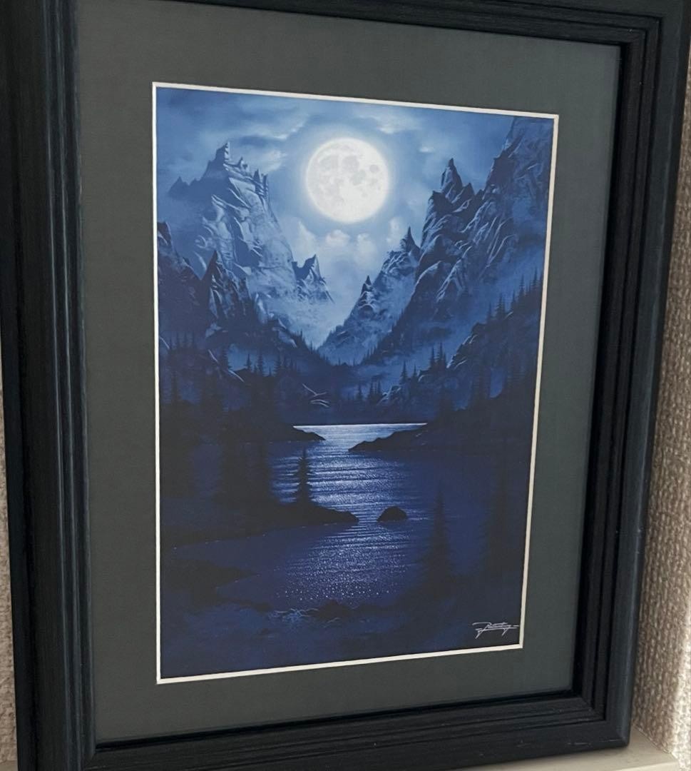 John Rattenbury, "Moonlit Mountains," framed digital art.