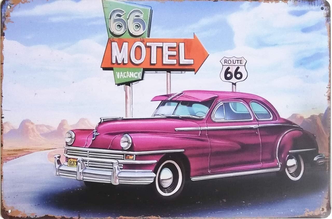 HIRO WORLD TRADE Tin plate sign, set of 5, antique retro garage sign (car)