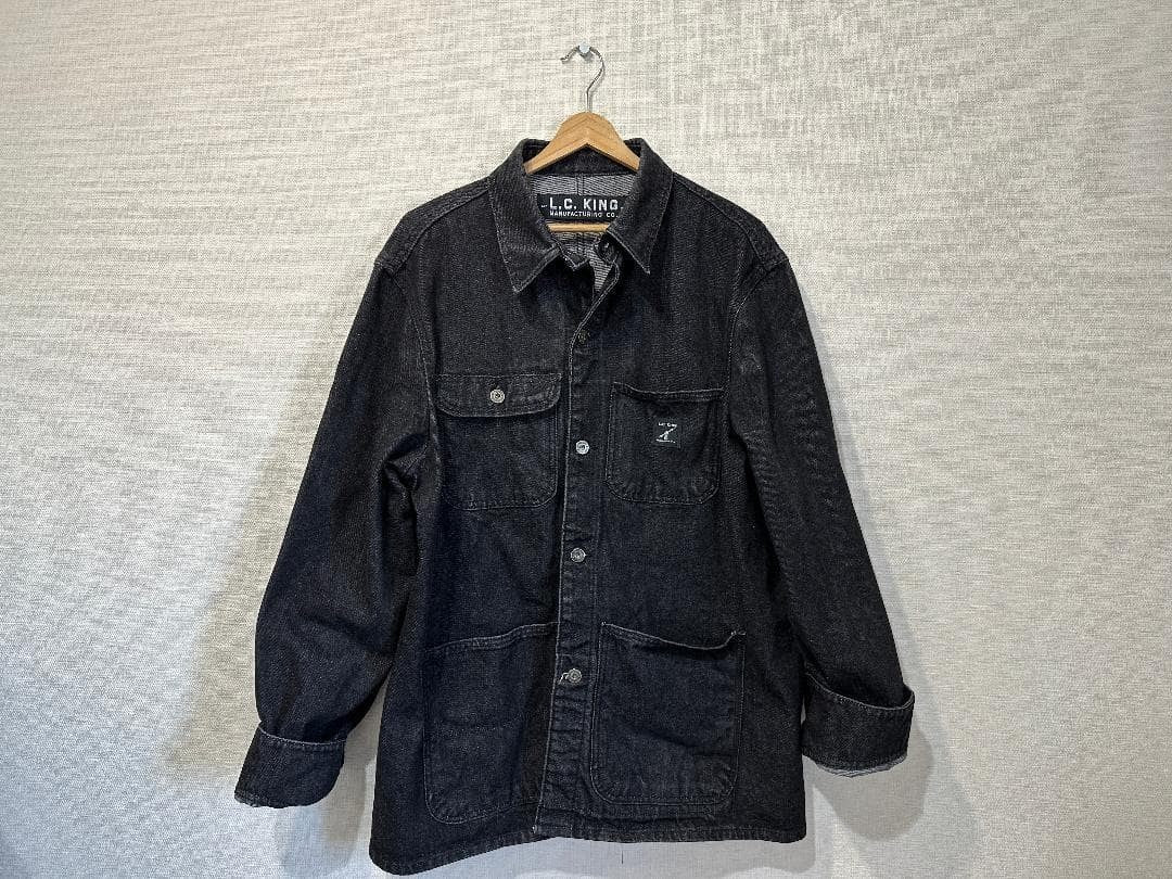 LC King Pointer Black Denim Chore Coat Charcoal Used JAPAN
