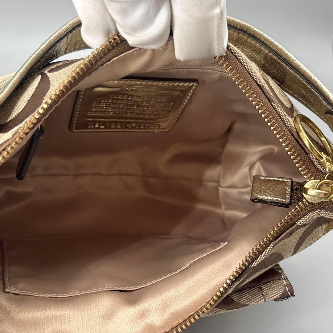 COACH Handbag Signature Turn Lock Brown Y2K Vintage Auth From Japan