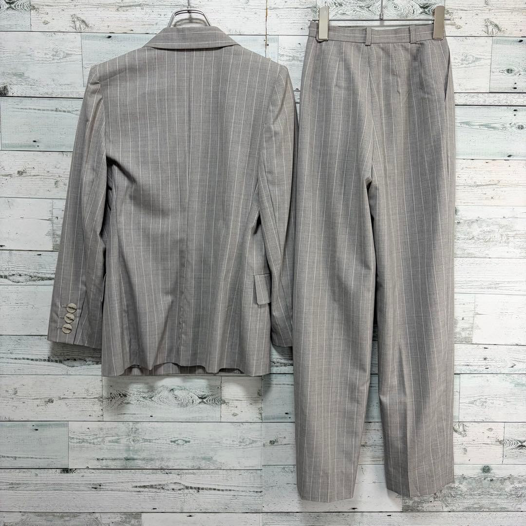 Yves Saint Laurent 90s Double Breasted Wool Suit Set Gray Pinstripe 34