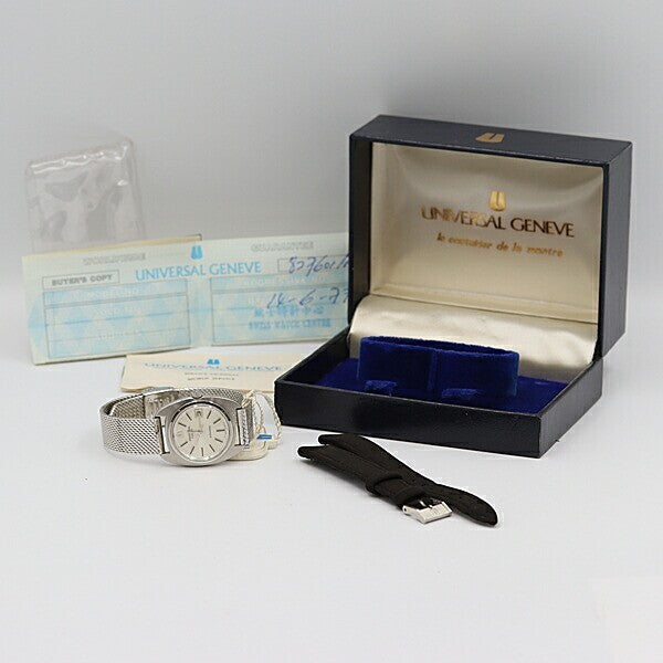 Universal Geneve 827601/01 Date Automatic Ladies Wristwatch Silver Watch Used