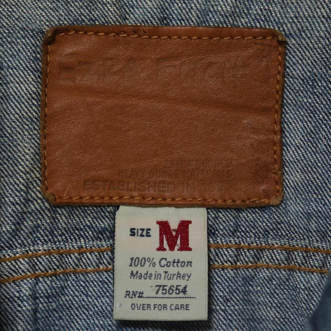 2000s EZRA FITCH Denim Jacket Distressed Turkey Made M