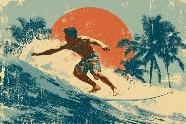 Retro Surf Spirit Hawaiian Art Wall Hanging Interior Limited Edition