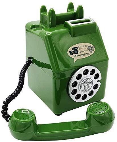 500 yen coin, pay phone, dial type, Showa 80's Retro Money Box (Green)