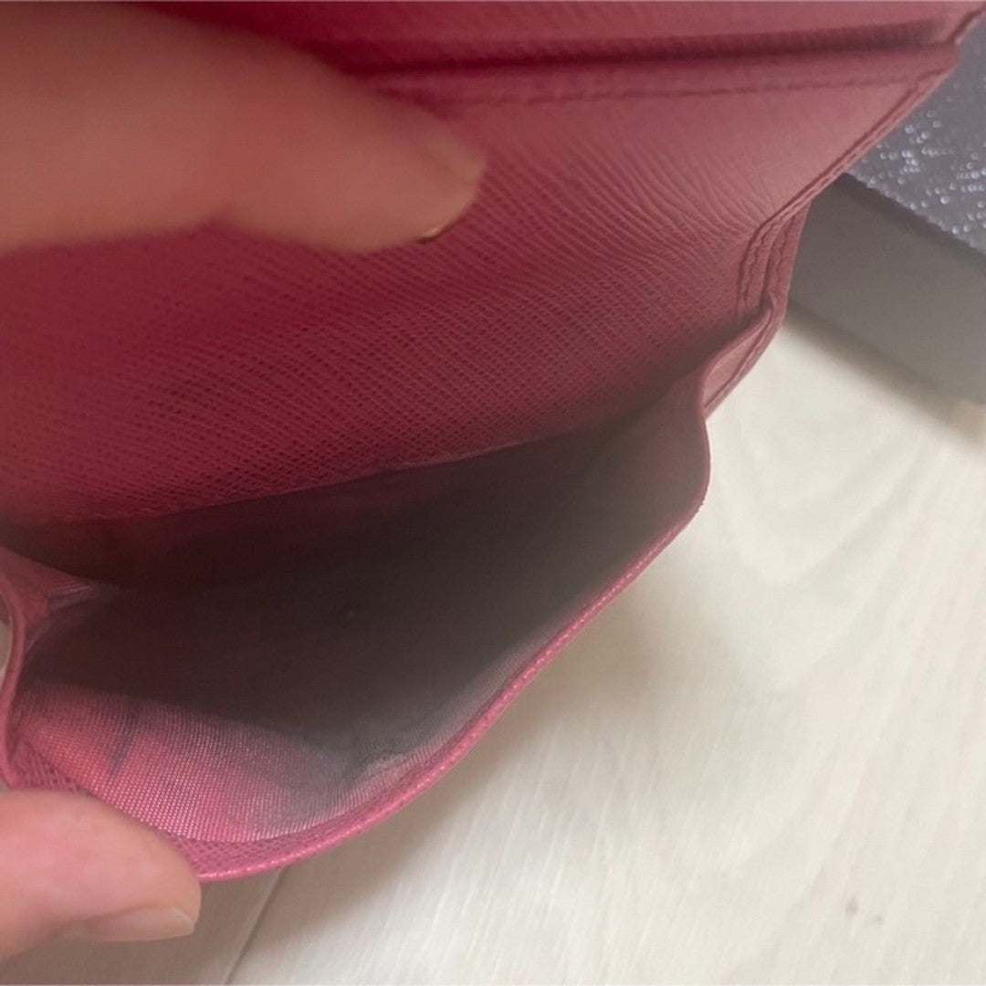 Prada Saffiano Leather Wallet Mini Wallet Pink