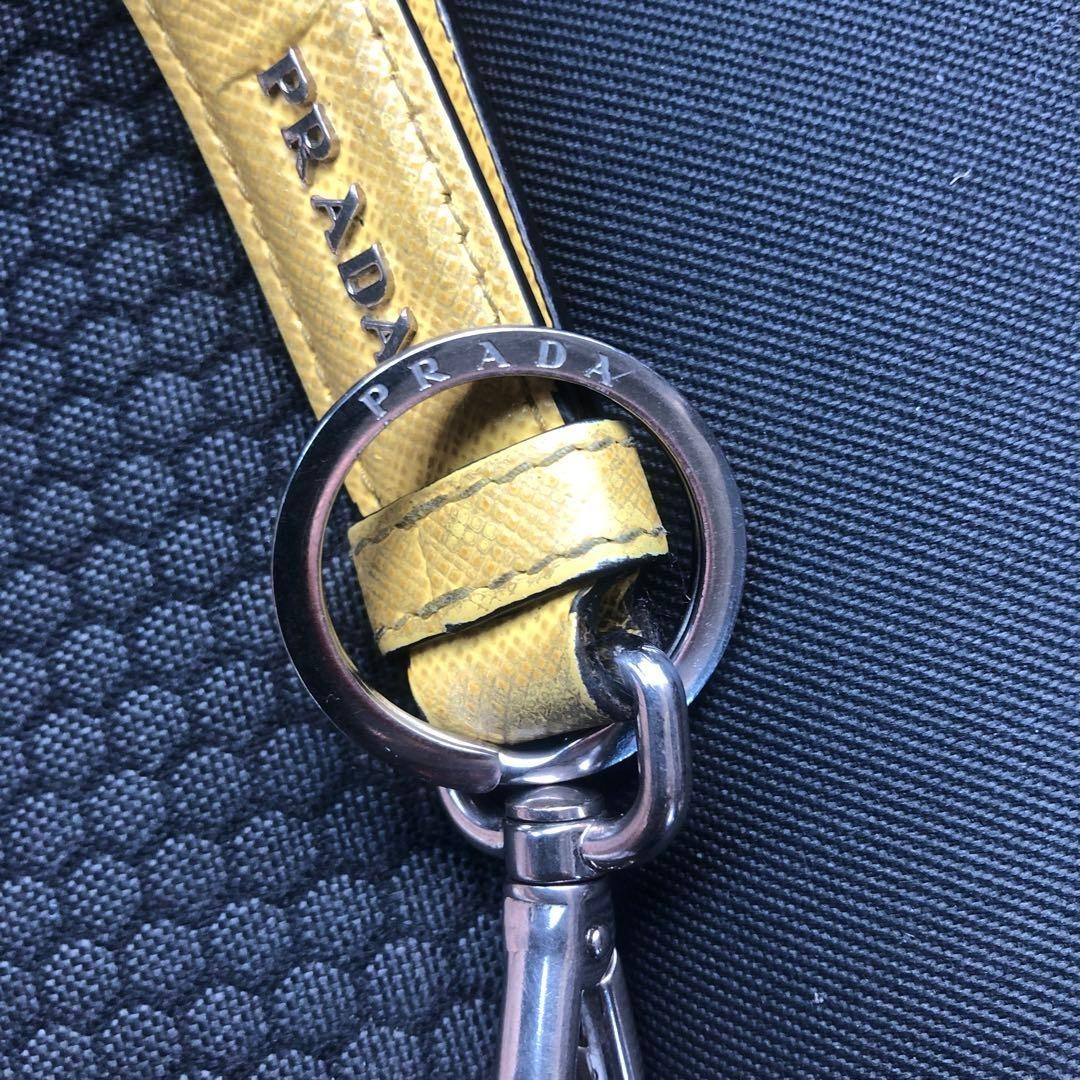 PRADA Key Holder Leather Yellow Auth 127891M