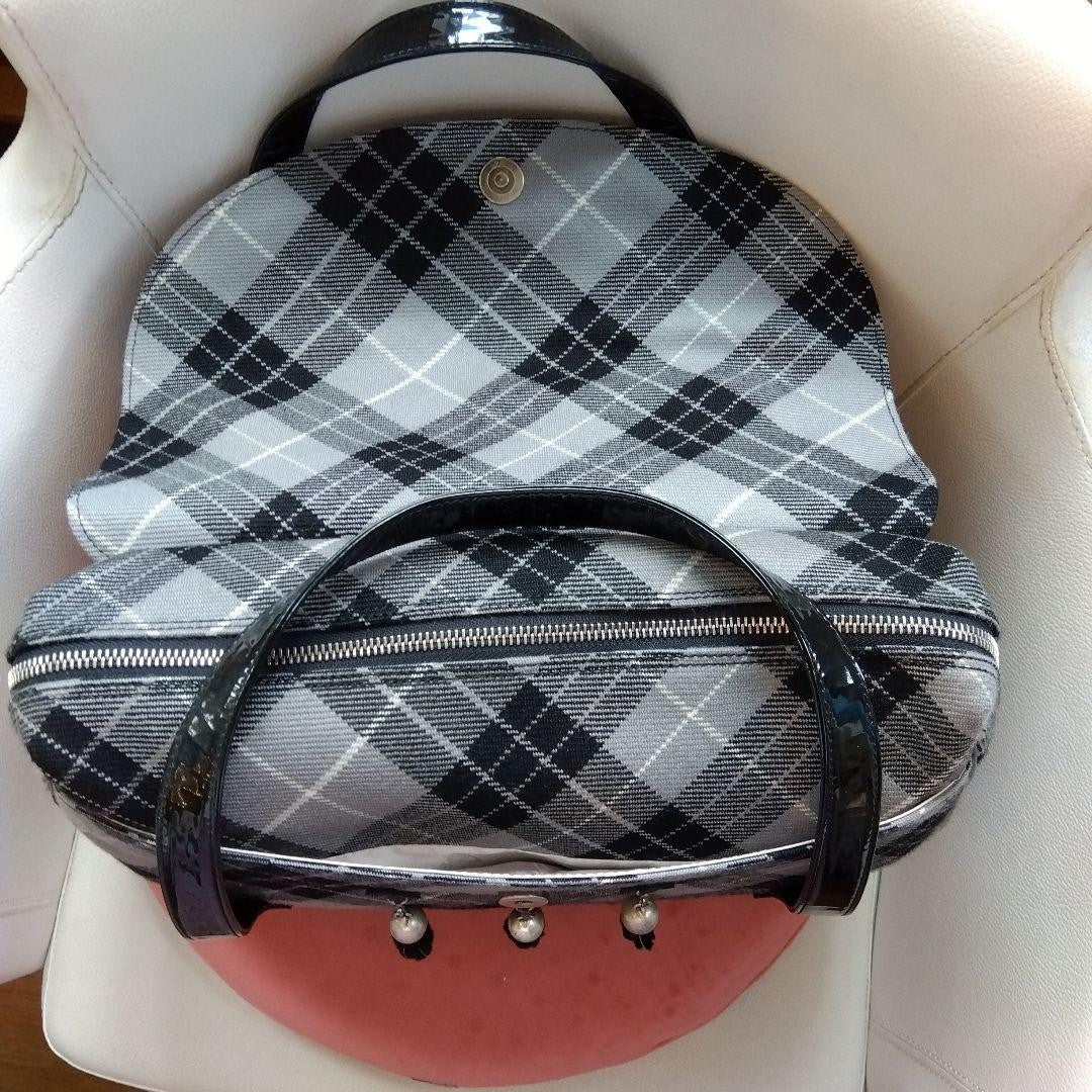 Vivienne Westwood Plaid Shoulder Bag Horsehide Leather Fringe Charm #EK ZEA