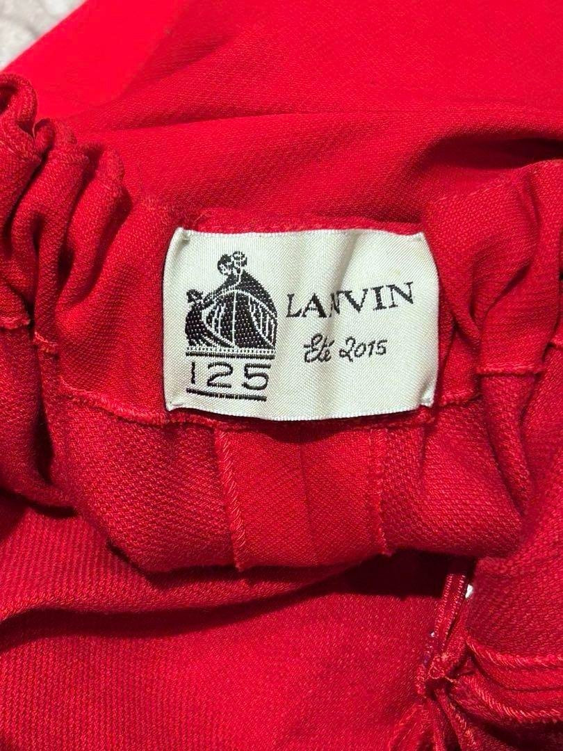 LANVIN Red Ruffle Knee-Length Dress Size 34 Length 35 Inches