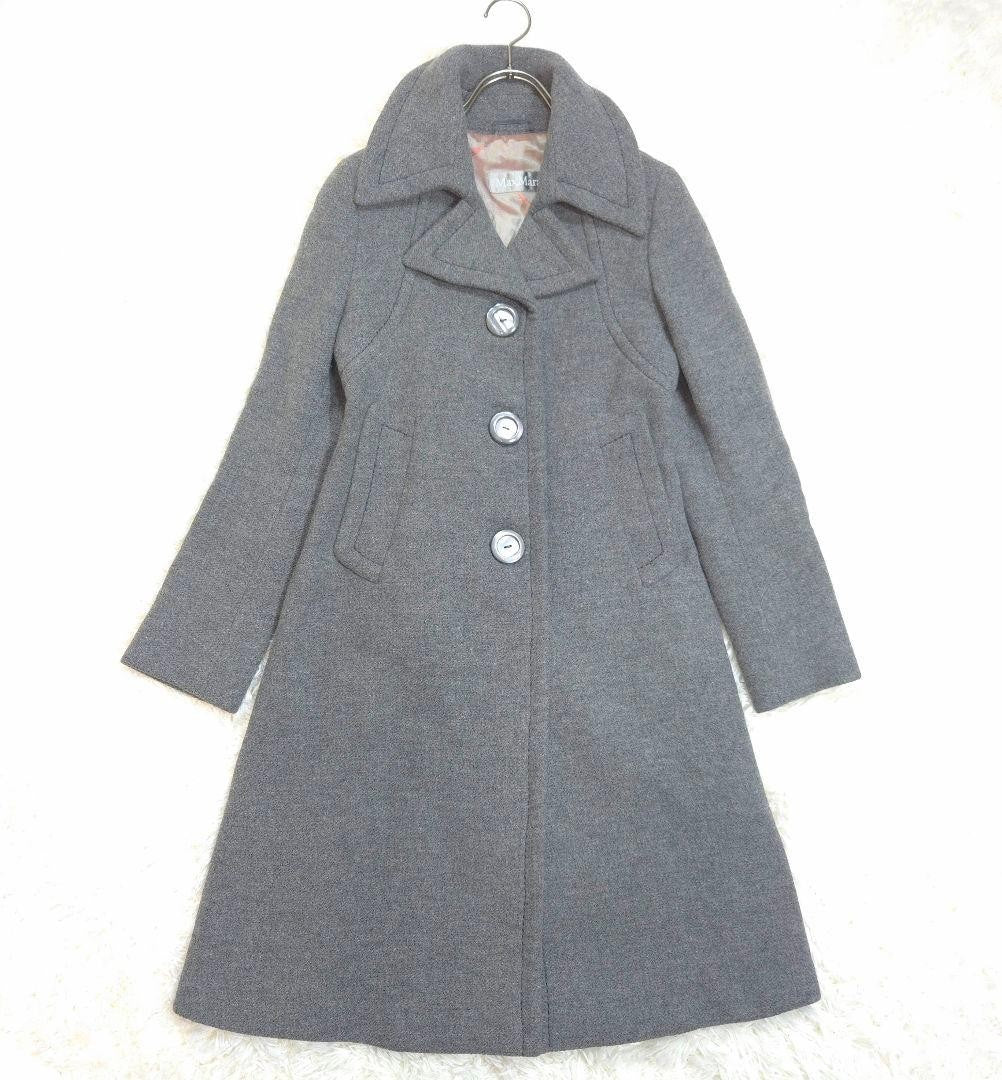 Max Mara Long Coat A-Line Wool/Angora Blend Size:42/US:8 Gray 141916K Authentic