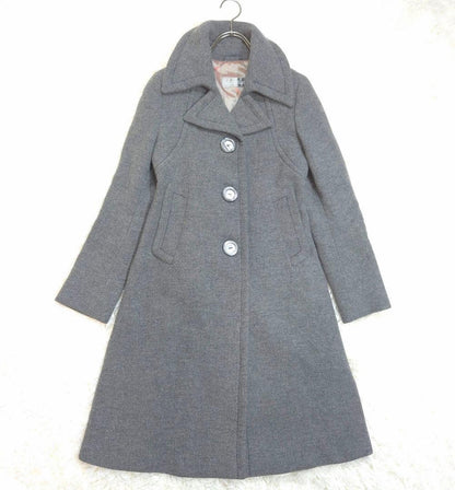Max Mara Long Coat A-Line Wool/Angora Blend Size:42/US:8 Gray 141916K Authentic