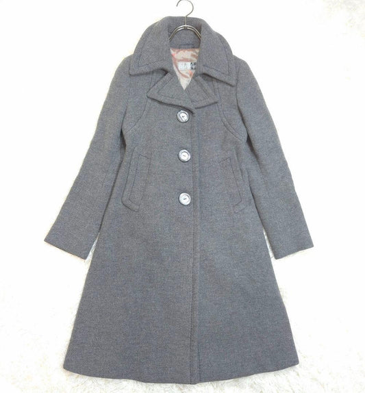 Max Mara Long Coat A-Line Wool/Angora Blend Size:42/US:8 Gray 141916K Authentic
