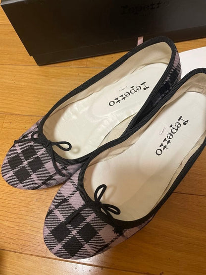 REPETTO Ballet Flats Check Pattern Pumps Shoes Women's Size 35 EU 36 US 5.5 Rare