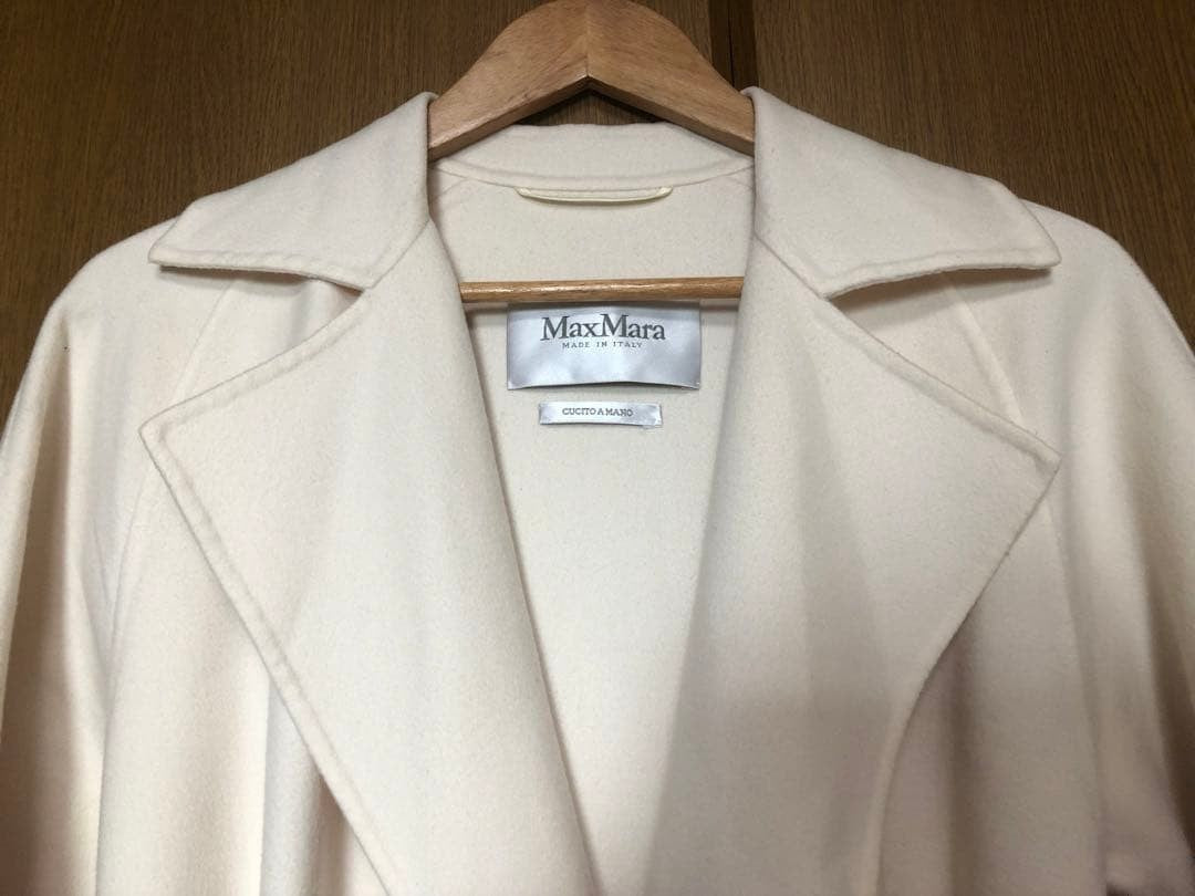 Max Mara Wool cashmere river gown wrap long Coat Jacket Women 38 White Ecru