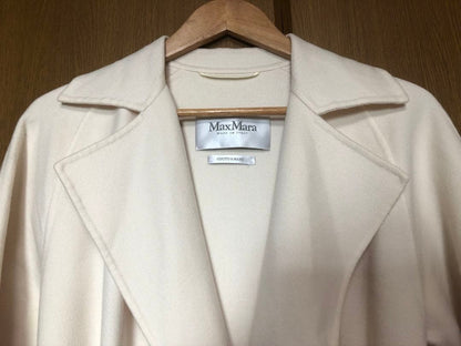 Max Mara Wool cashmere river gown wrap long Coat Jacket Women 38 White Ecru