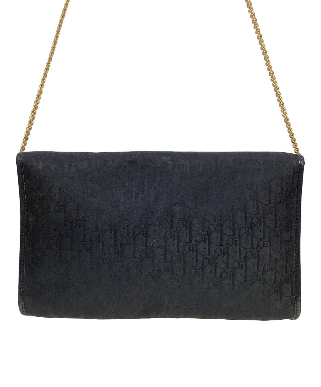 Dior Trotter Chain Shoulder Crossbody Bag Black Canvas Leather Vintage Authentic