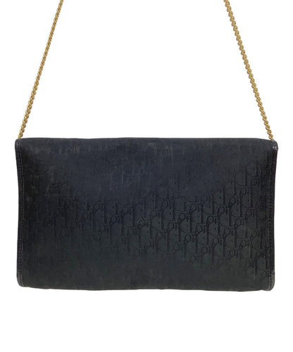 Dior Trotter Chain Shoulder Crossbody Bag Black Canvas Leather Vintage Authentic