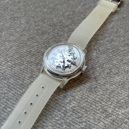 TIMEX x BEAMS Collaboration Skeleton Watch White Quartz Unisex Used No Box Rare