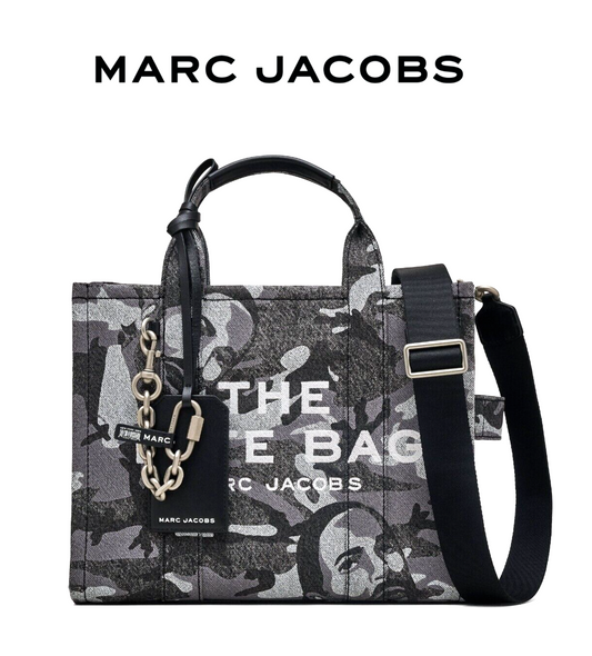 MARC JACOBS The Marc Camo Denim 2way Tote Bag Medium Signature Product Logo New