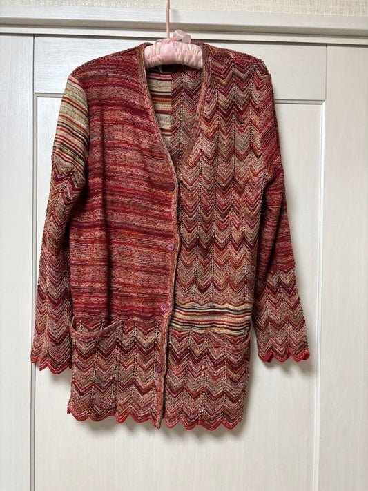 Missoni Women XL Zigzag Pattern Cardigan 48 Luxury Elegant Unique Italian Used