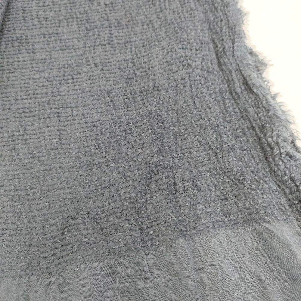 Faliero Sarti Italian rayon silk large fringe scarf stole Navy 5-0723M◎