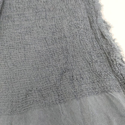 Faliero Sarti Italian rayon silk large fringe scarf stole Navy 5-0723M◎