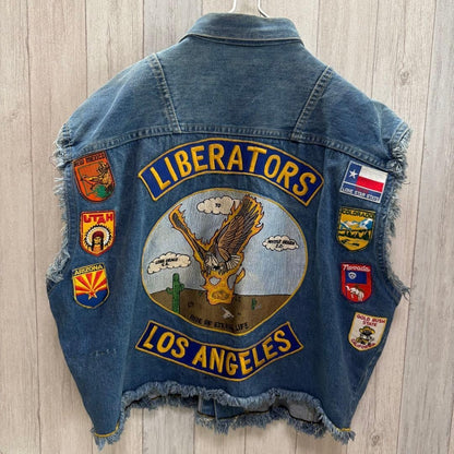 Wrangler Men Denim Vest Patch Vintage Limited Edition Rare Model American Casual