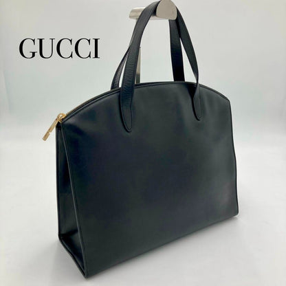 VINTAGE OLD Gucci Black Leather Handbag Business Bag