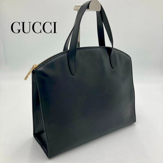 VINTAGE OLD Gucci Black Leather Handbag Business Bag
