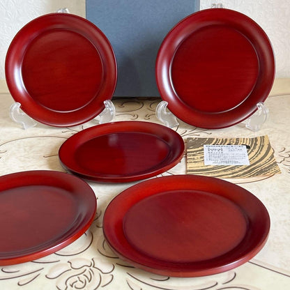BUNACO Akane Wooden Plates Set of 5 Flat Dishes Beech Wood Japan