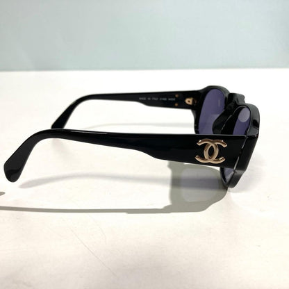 Chanel 04152 94305 Coco Mark Black Sunglasses W/orange Case cloth Used Japan