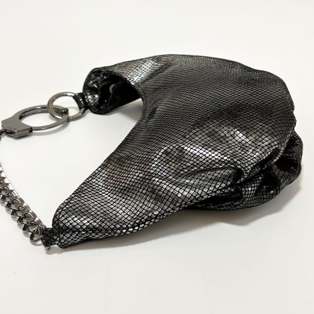 RARE CUFFZ BY LINZ Handcuff Bag Black Pattern Embossed Enamel Y2K
