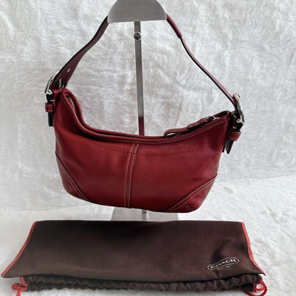 Coach SoHo One Shoulder Leather Bag Bordeaux Red Vintage Bucket Bag Auth
