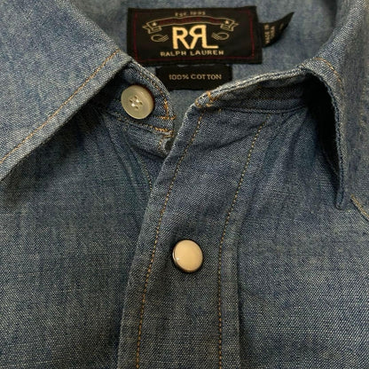 RRL Double R L Chambray Shirt Size 2 Women Limited Edition Rare American Fashion