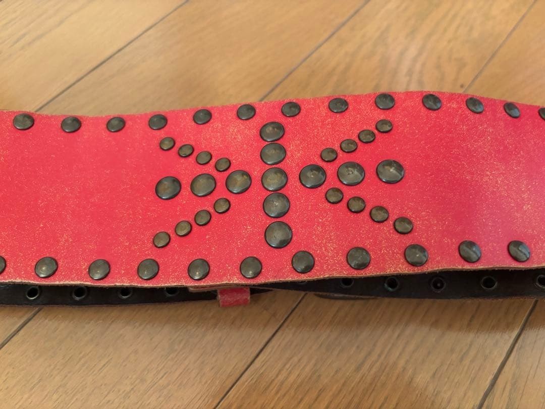 Diesel Women Red Studded Decorative Leather Belt Wide Design Luxury Classic ITA