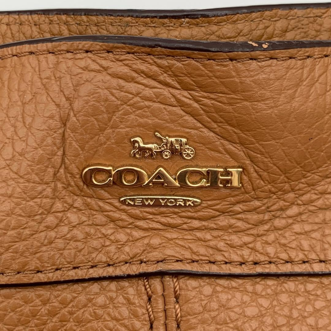 COACH Brown Leather Tote Bag 2Way Shoulder Large Authentic Women's Handbag