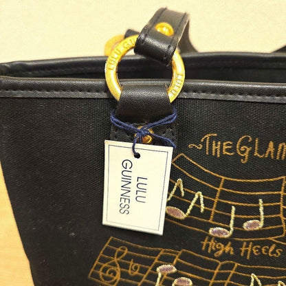 Rare Lulu Guinness Music Score Design Tote Bag (Black)