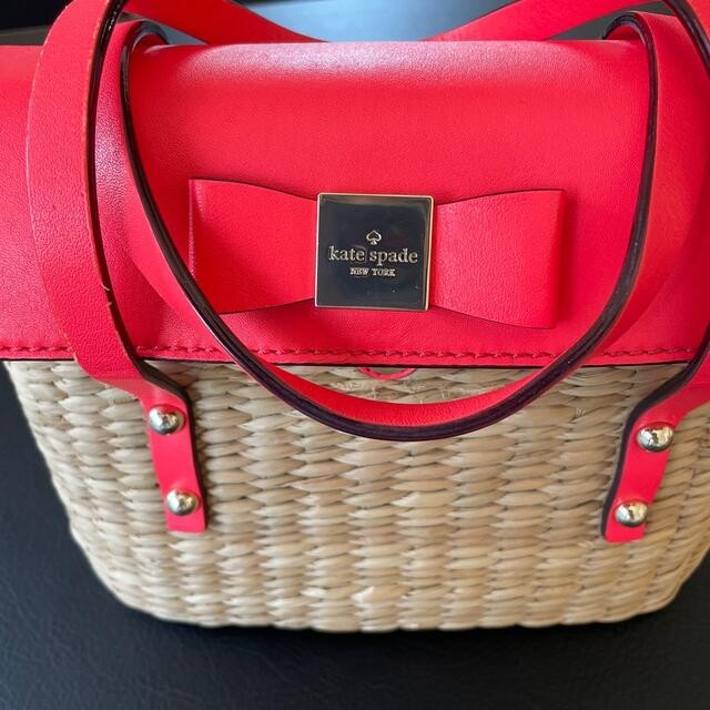 Kate Spade Pink Straw Basket Bag Wicker Handbag Top Handle 26cm Width 19cm