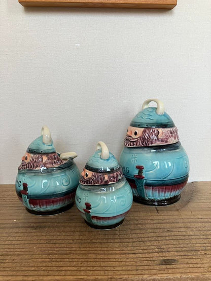 Seven CHINA Buffet Showa Retro Canister 3-Piece Set
