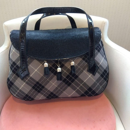 Vivienne Westwood Plaid Shoulder Bag Horsehide Leather Fringe Charm #EK ZEA