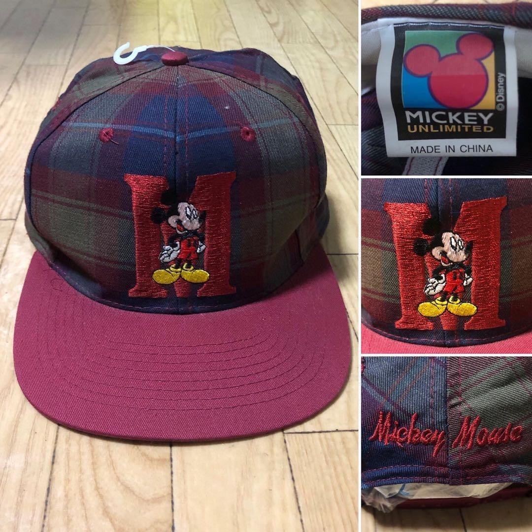 Disney 90S Vintage Mickey Mouse Check Snapback Cap Limited Edition Men's hats