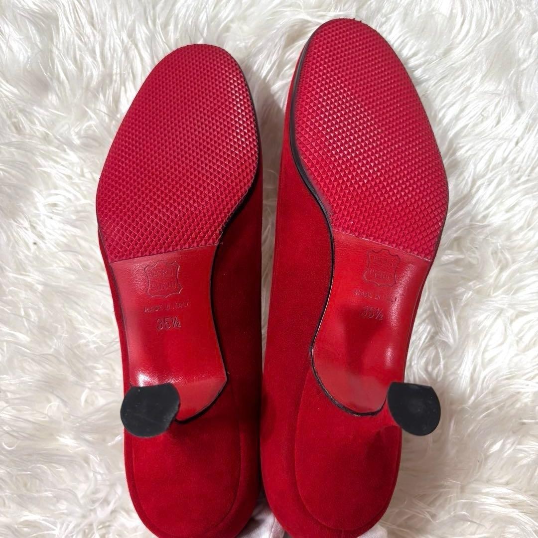 Rare Christian Louboutin Red Suede Ribbon Heels Pumps Size 35.5 (US 5)