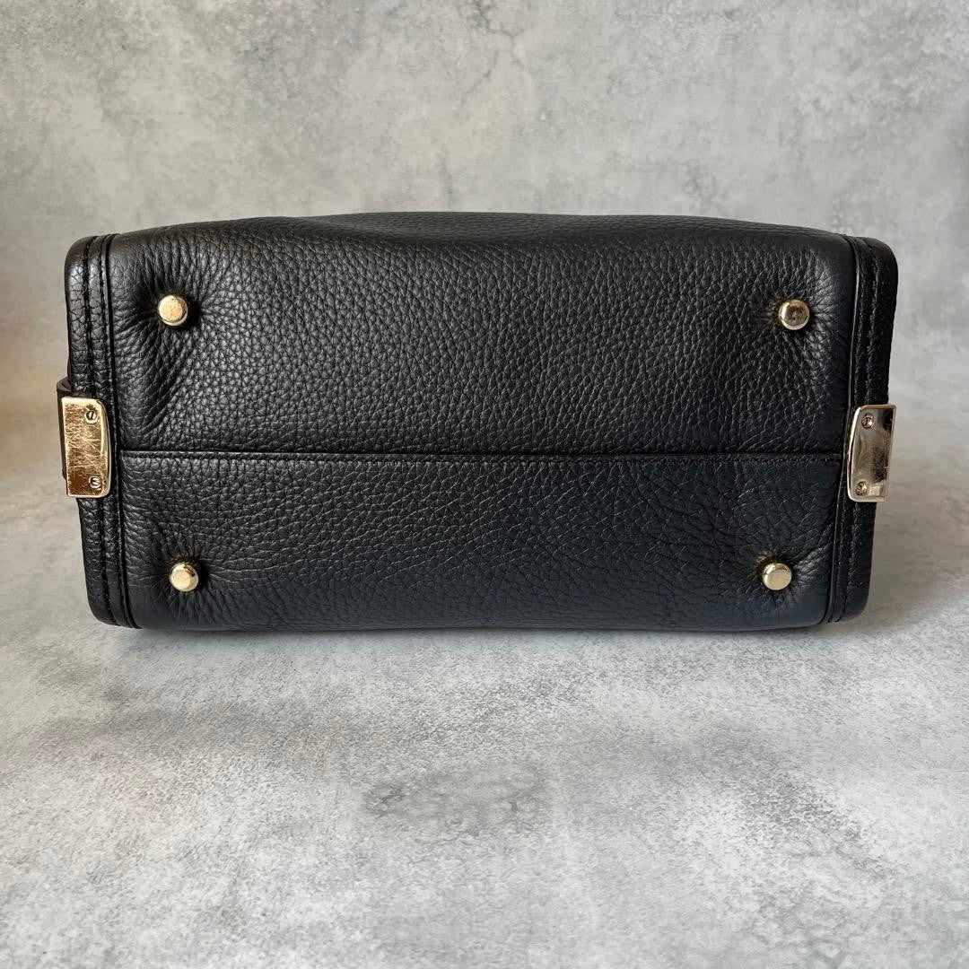 Coach 2way Leather Shoulder Bag Navy Pebbled Gold Turn Lock Detachable Strap