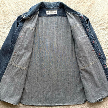 Auth SAMURAI JEANS Denim Shirt Jacket L Made in Japan Indigo Chore Coat Rare