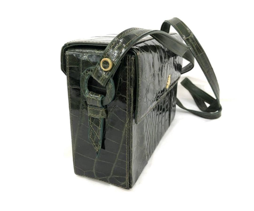 Lanvin Exotic Leather Green Shoulder Bag with Gold Hardware Excellent Condition